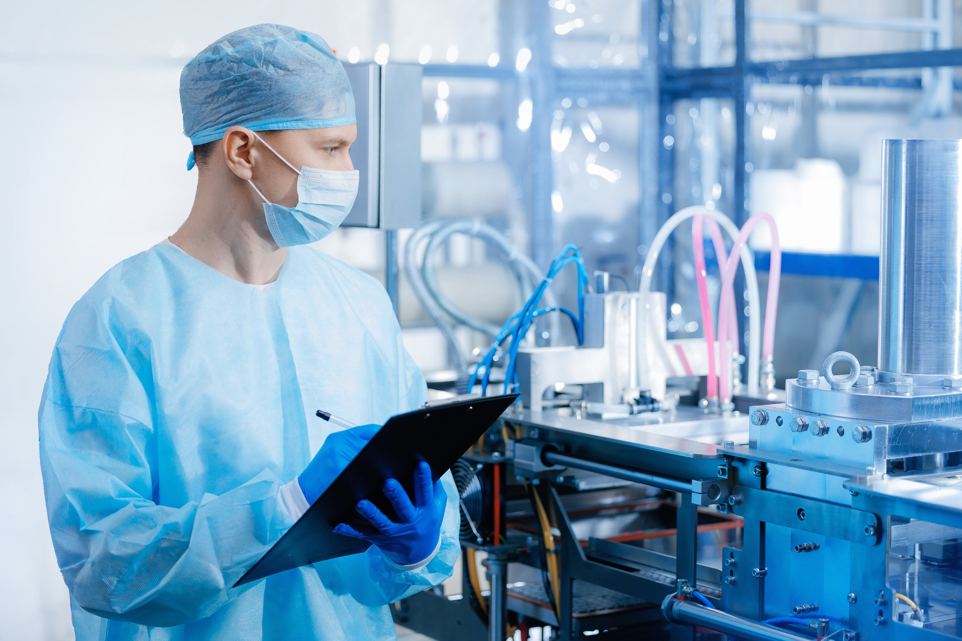Clinical engineer servicing medical equipment
